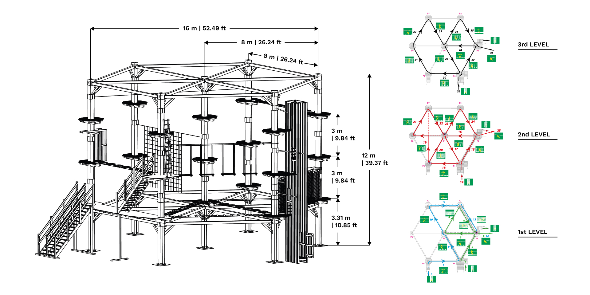 altus outdoor concept parcours autoporte 3 niveaux 3 level freestanding course schema web fr